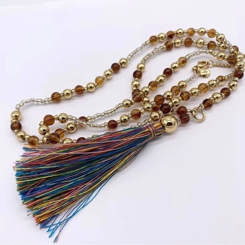 J. Crew Beaded Tassel Necklace